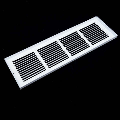 12"x4" Steel Baseboard Return Air Grille | White | Outer Dimension: 13-3/4"W X 5-3/4"H