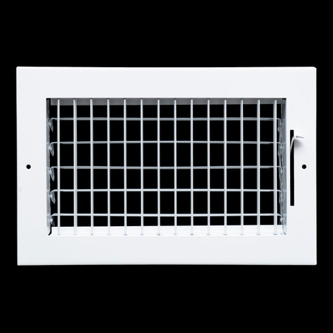 10"W x 6"H  Steel Adjustable Air Supply Grille | Register Vent Cover Grill for Sidewall and Ceiling | White | Outer Dimensions: 11.75"W X 7.75"H for 10x6 Duct Opening