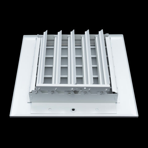 8x6 Aluminum 1-WAY Adjustable Air Supply Register for Sidewall and Ceiling | White | Outer Dimensions: 9-3/4"W X 7-3/4"H