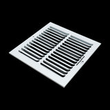 10x8 1-Way White Steel Fixed Curved Blade Air Supply Register, Directional Register Vent Cover for Sidewall Or Ceiling