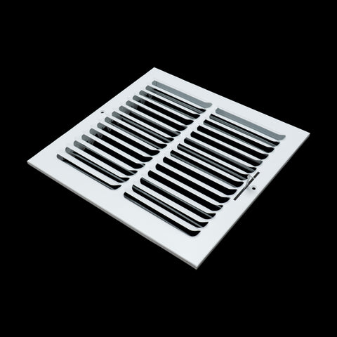 12"x12" 1-WAY Fixed Curved Blade Air Supply Diffuser | White | Outer Dimension: 13-3/4"W X 13-3/4"H