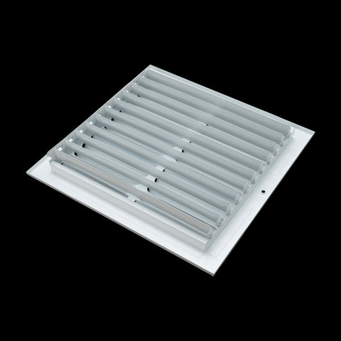 12"x12" 1-WAY Fixed Curved Blade Air Supply Diffuser | White | Outer Dimension: 13-3/4"W X 13-3/4"H
