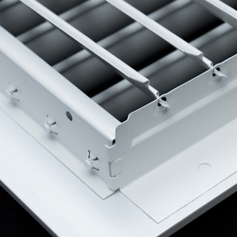 6x6 Aluminum 1-WAY Adjustable Air Supply Register for Sidewall and Ceiling | White | Outer Dimensions: 7-3/4"W X 7-3/4"H