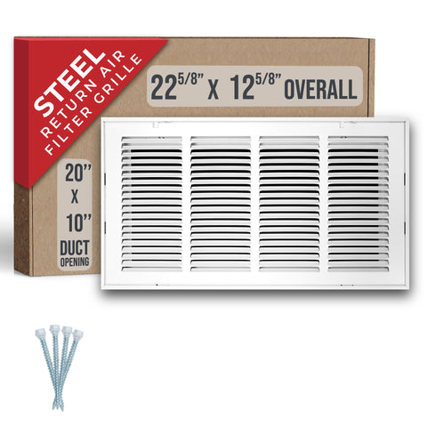 Handua HVAC Steel Return Air Filter Grille [Removable Face Door] for 1-inch Filters Vent Cover Grill for 1-inch Filter, White