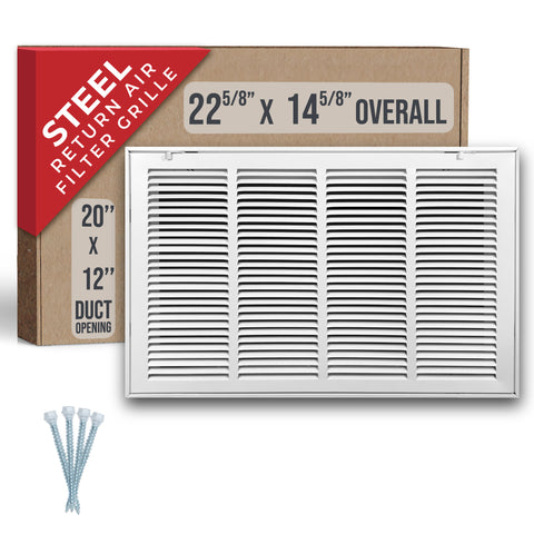 Handua HVAC Steel Return Air Filter Grille [Removable Face Door] for 1-inch Filters Vent Cover Grill for 1-inch Filter, White