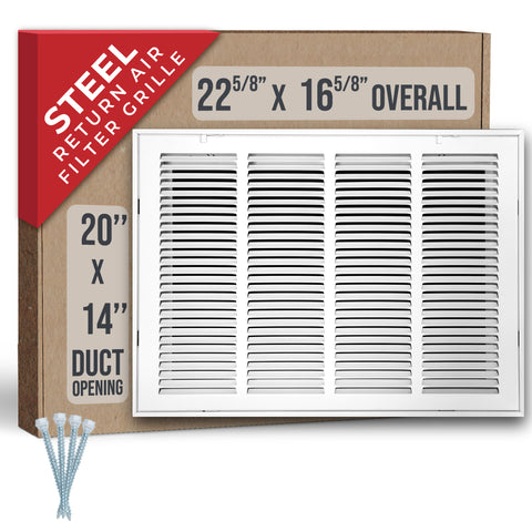 Handua HVAC Steel Return Air Filter Grille [Removable Face Door] for 1-inch Filters Vent Cover Grill for 1-inch Filter, White