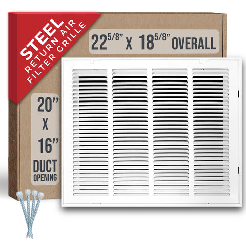 Handua HVAC Steel Return Air Filter Grille [Removable Face Door] for 1-inch Filters Vent Cover Grill for 1-inch Filter, White