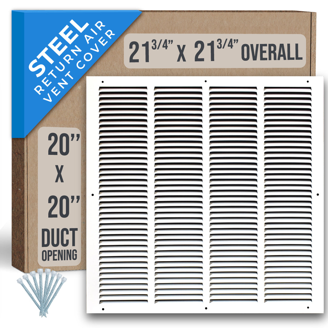 Handua Steel Return Air Grille | Vent Cover Grill for Sidewall and Ceiling, White