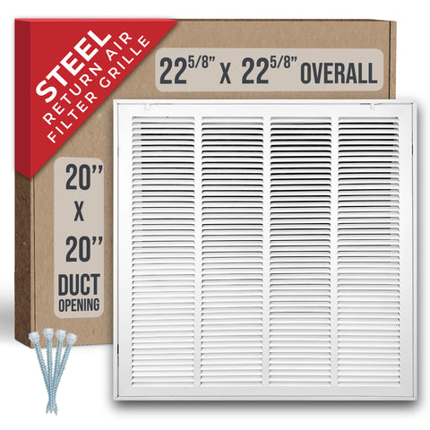 Handua HVAC Steel Return Air Filter Grille [Removable Face Door] for 1-inch Filters Vent Cover Grill for 1-inch Filter, White