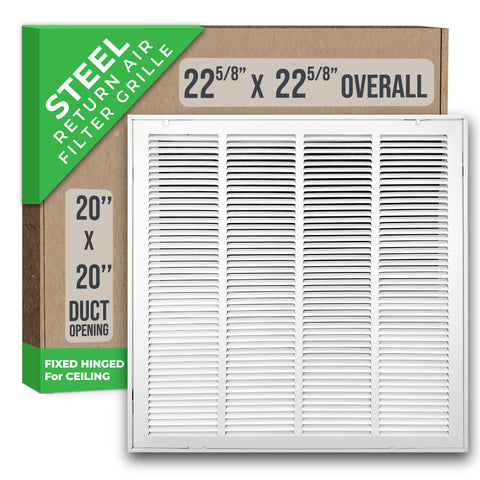 Handua Steel Return Air Filter Grille [Fixed Hinged] for 1-inch Filters Vent Cover Grill for Sidewall and Ceiling, White