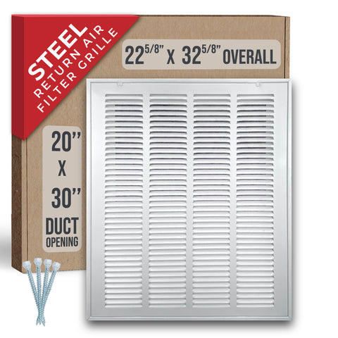 Handua HVAC Steel Return Air Filter Grille [Removable Face Door] for 1-inch Filters Vent Cover Grill for 1-inch Filter, White