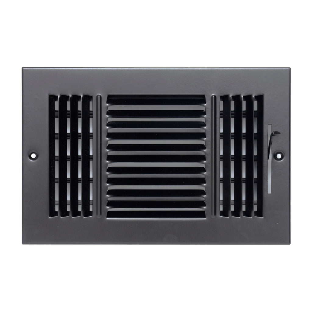 Fits 12x12 Duct Opening 3 Way Steel Air Supply Diffuser | Register Vent Cover Grille for Sidewall and Ceiling | Black | Outer Dimensions: 13.75" X 13.75"