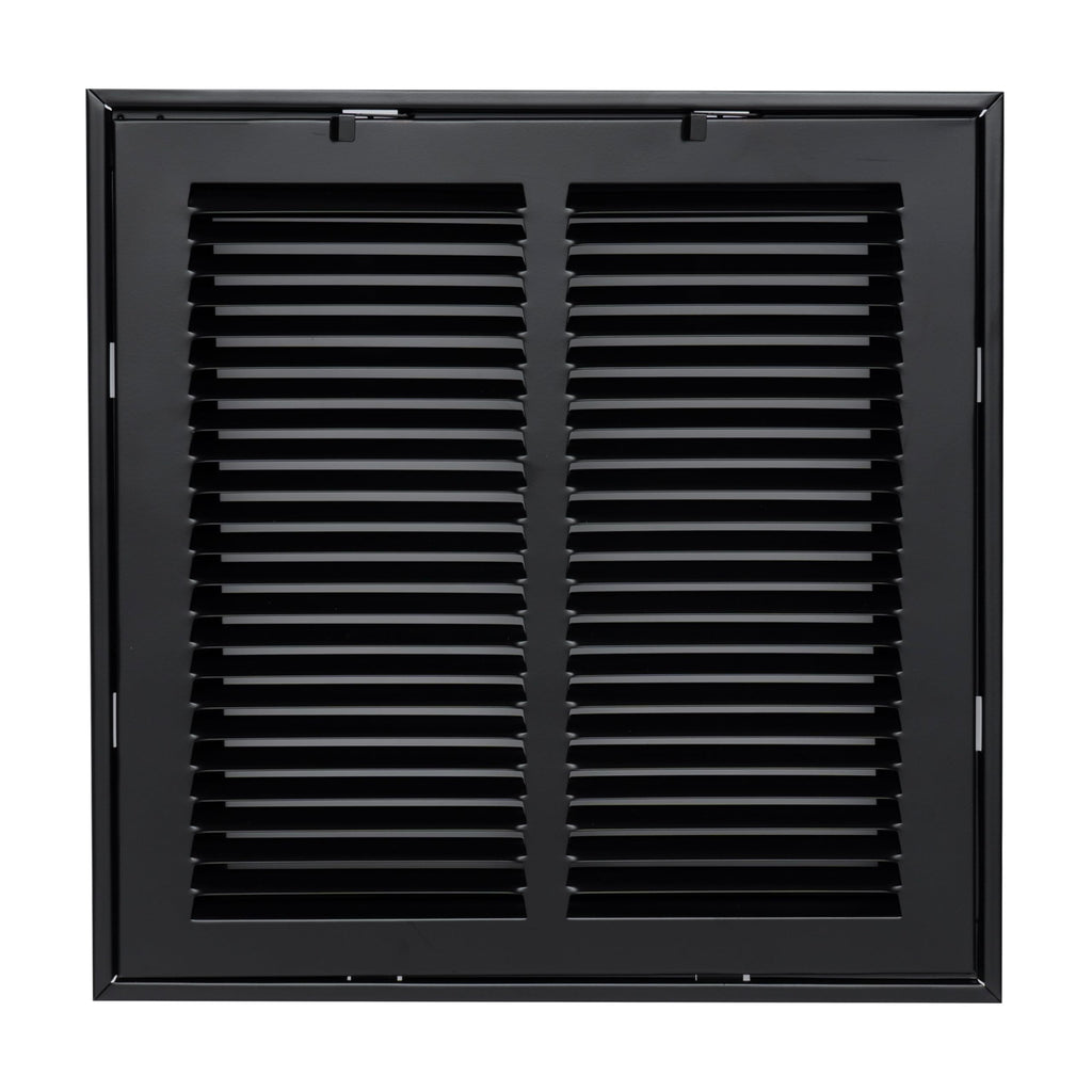 12"x12" Steel Return Air Filter Grille | Removable Door for 1" Filters | Black HVAC Vent Cover | Out. Dim.: 14-5/8"W X 14-5/8"H
