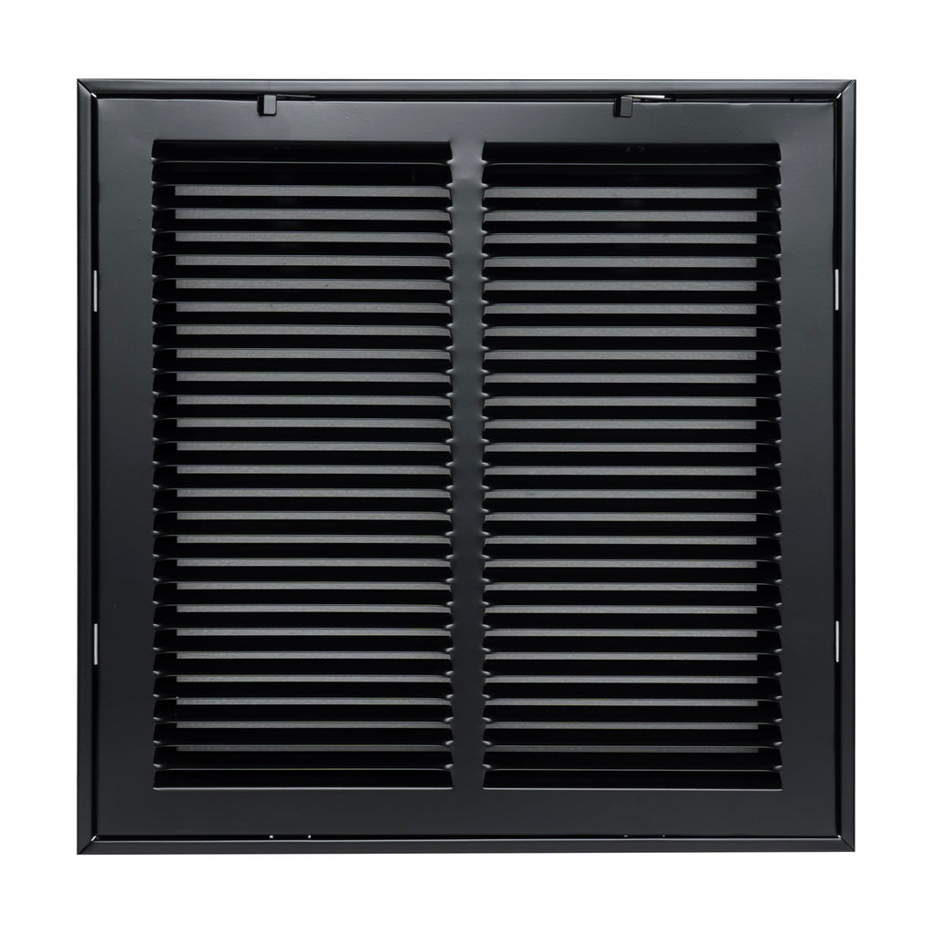 14"x14" Steel Return Air Filter Grille | Removable Door for 1" Filters | Black HVAC Vent Cover | Out. Dim.: 16-5/8"W X 16-5/8"H