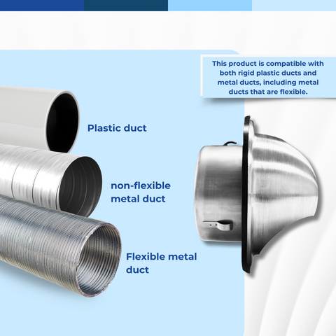 6" Stainless Steel Round Dryer Vent Cover with Hood and Rubber Seal, Weatherproof Exterior Wall Exhaust Vent