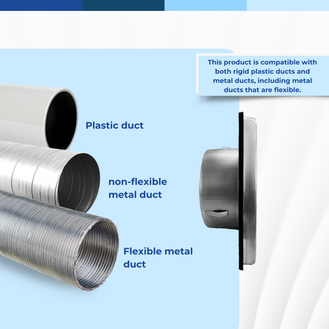4" Stainless Steel Square Dryer Vent Cover with Moving Lamella, Weatherproof Exterior Wall Exhaust Vent