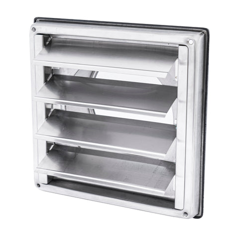 6" Stainless Steel Square Dryer Vent Cover with Moving Lamella, Weatherproof Exterior Wall Exhaust Vent