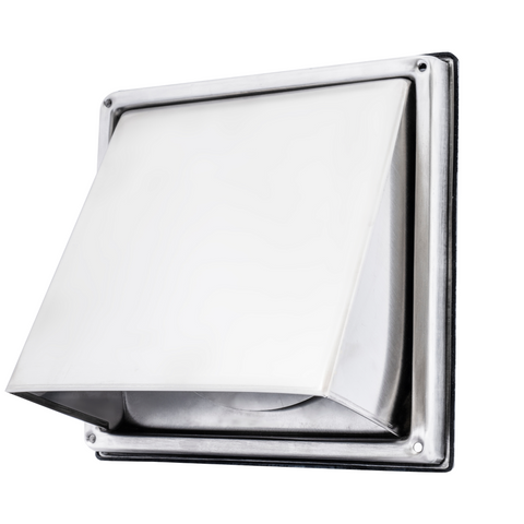 5" Stainless Steel Square Dryer Vent Cover with Non-Return Flap, Weatherproof Exterior Wall Exhaust Vent