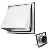 6" Stainless Steel Square Dryer Vent Cover with Non-Return Flap, Weatherproof Exterior Wall Exhaust Vent