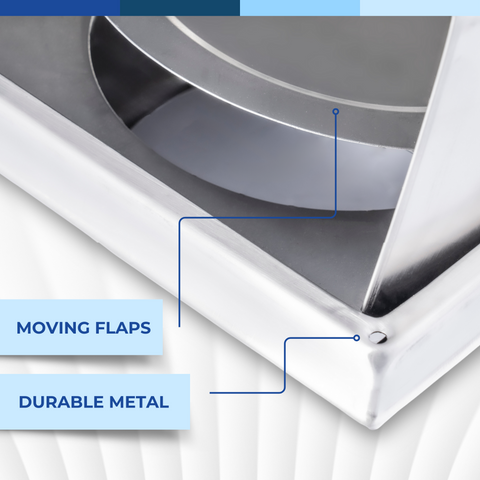 6" Stainless Steel Square Dryer Vent Cover with Non-Return Flap, Weatherproof Exterior Wall Exhaust Vent