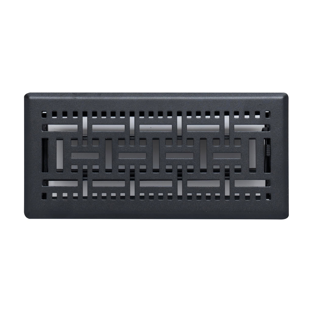 Fits 4x10 and 10x4 Duct Opening | Decorative Floor Register with BasketWeave Design by Handua | Heavy Duty Walkable Design with Damper | Floor Vent Grille | Easy Adjust Air Supply Lever | Matte Black