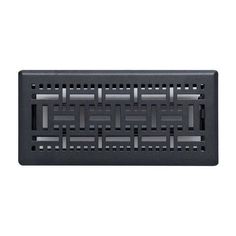 Fits 4x10 and 10x4 Duct Opening | Decorative Floor Register with BasketWeave Design by Handua | Heavy Duty Walkable Design with Damper | Floor Vent Grille | Easy Adjust Air Supply Lever | Matte Black