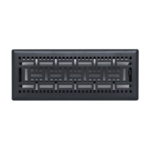 Fits 4x12 and 12x4 Duct Opening | Decorative Floor Register with BasketWeave Design by Handua | Heavy Duty Walkable Design with Damper | Floor Vent Grille | Easy Adjust Air Supply Lever | Matte Black