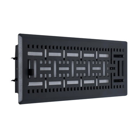 Fits 4x12 and 12x4 Duct Opening | Decorative Floor Register with BasketWeave Design by Handua | Heavy Duty Walkable Design with Damper | Floor Vent Grille | Easy Adjust Air Supply Lever | Matte Black