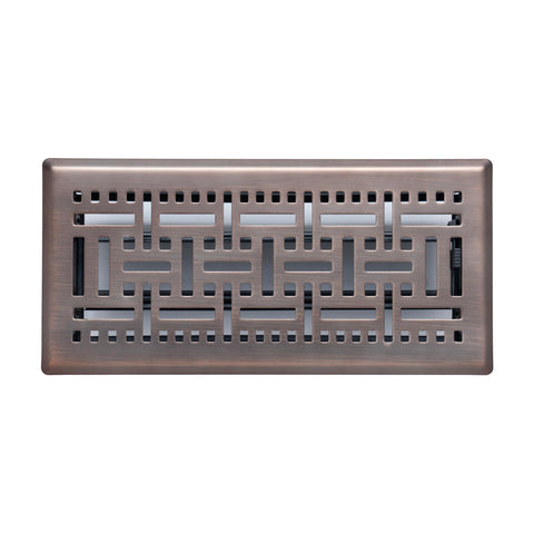 Fits 4x10 and 10x4 Duct Opening | Decorative Floor Register with BasketWeave Design by Handua | Heavy Duty Walkable Design with Damper | Floor Vent Grille | Easy to Adjust Air Supply Lever | Bronze