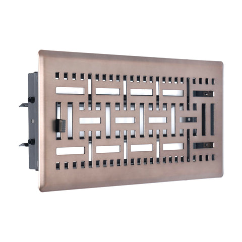 Fits 4x10 and 10x4 Duct Opening | Decorative Floor Register with BasketWeave Design by Handua | Heavy Duty Walkable Design with Damper | Floor Vent Grille | Easy to Adjust Air Supply Lever | Bronze
