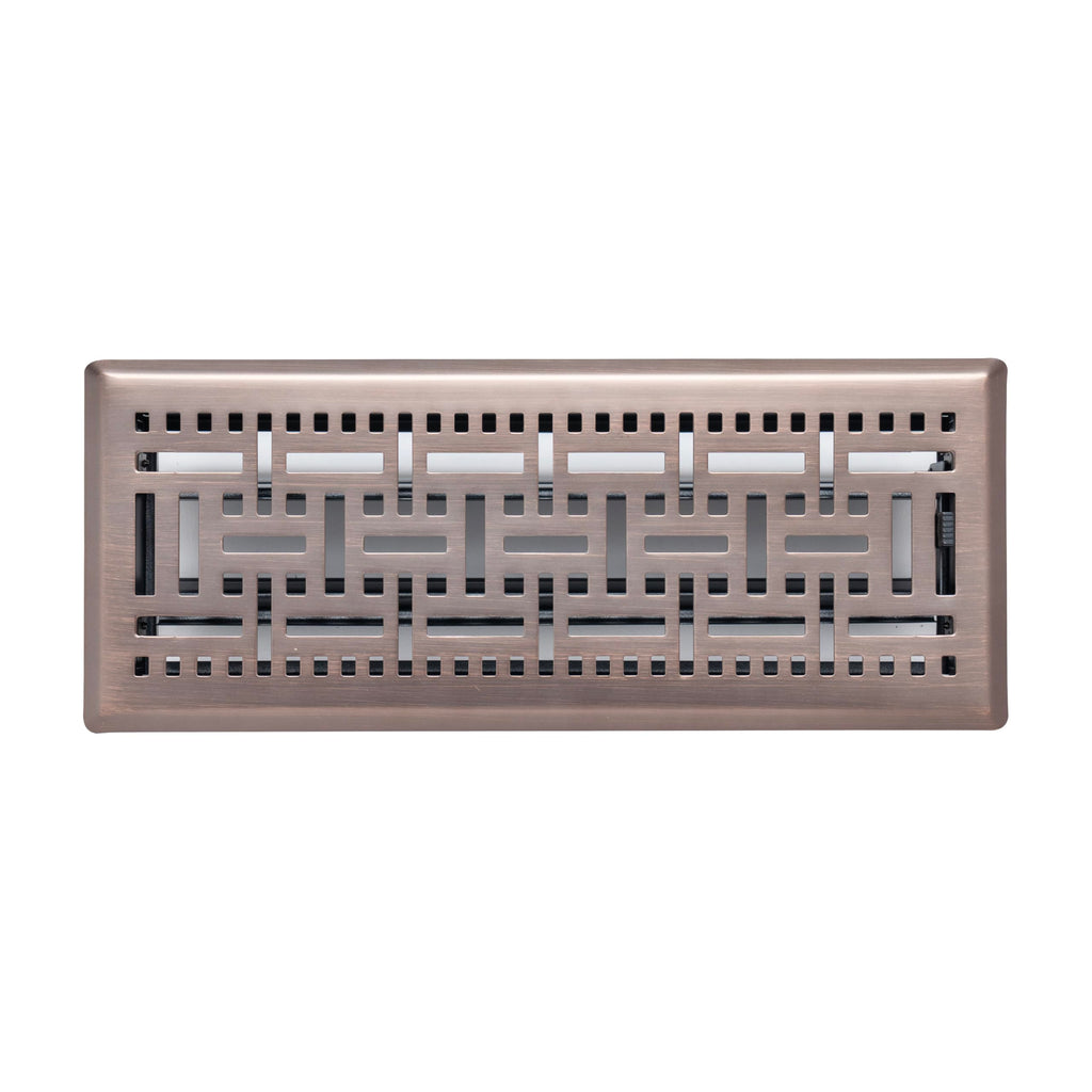Fits 4x12 and 12x4 Duct Opening | Decorative Floor Register with BasketWeave Design by Handua | Heavy Duty Walkable Design with Damper | Floor Vent Grille | Easy to Adjust Air Supply Lever | Bronze