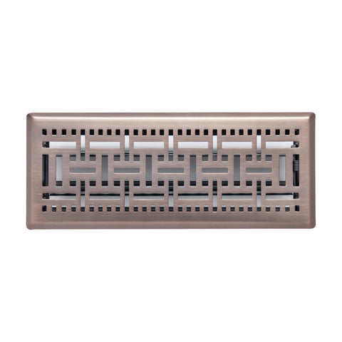 Fits 4x12 and 12x4 Duct Opening | Decorative Floor Register with BasketWeave Design by Handua | Heavy Duty Walkable Design with Damper | Floor Vent Grille | Easy to Adjust Air Supply Lever | Bronze