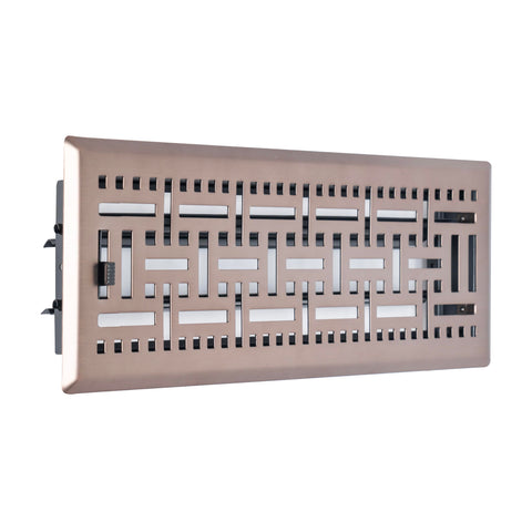 Fits 4x12 and 12x4 Duct Opening | Decorative Floor Register with BasketWeave Design by Handua | Heavy Duty Walkable Design with Damper | Floor Vent Grille | Easy to Adjust Air Supply Lever | Bronze