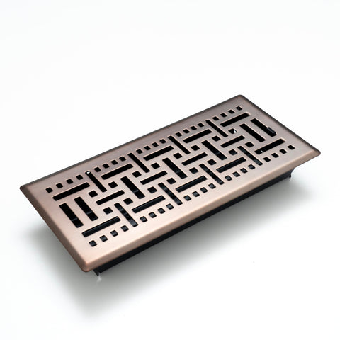 Fits 4x12 and 12x4 Duct Opening | Decorative Floor Register with BasketWeave Design by Handua | Heavy Duty Walkable Design with Damper | Floor Vent Grille | Easy to Adjust Air Supply Lever | Bronze