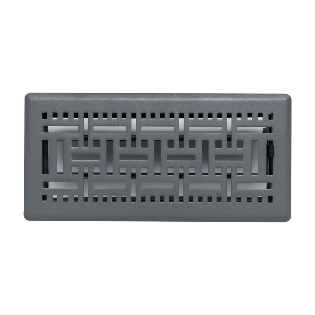 Fits 4x10 and 10x4 Duct Opening | Decorative Floor Register with BasketWeave Design by Handua | Heavy Duty Walkable Design with Damper | Floor Vent Grille | Easy to Adjust Air Supply Lever | Dark Gray