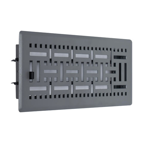 Fits 4x10 and 10x4 Duct Opening | Decorative Floor Register with BasketWeave Design by Handua | Heavy Duty Walkable Design with Damper | Floor Vent Grille | Easy to Adjust Air Supply Lever | Dark Gray