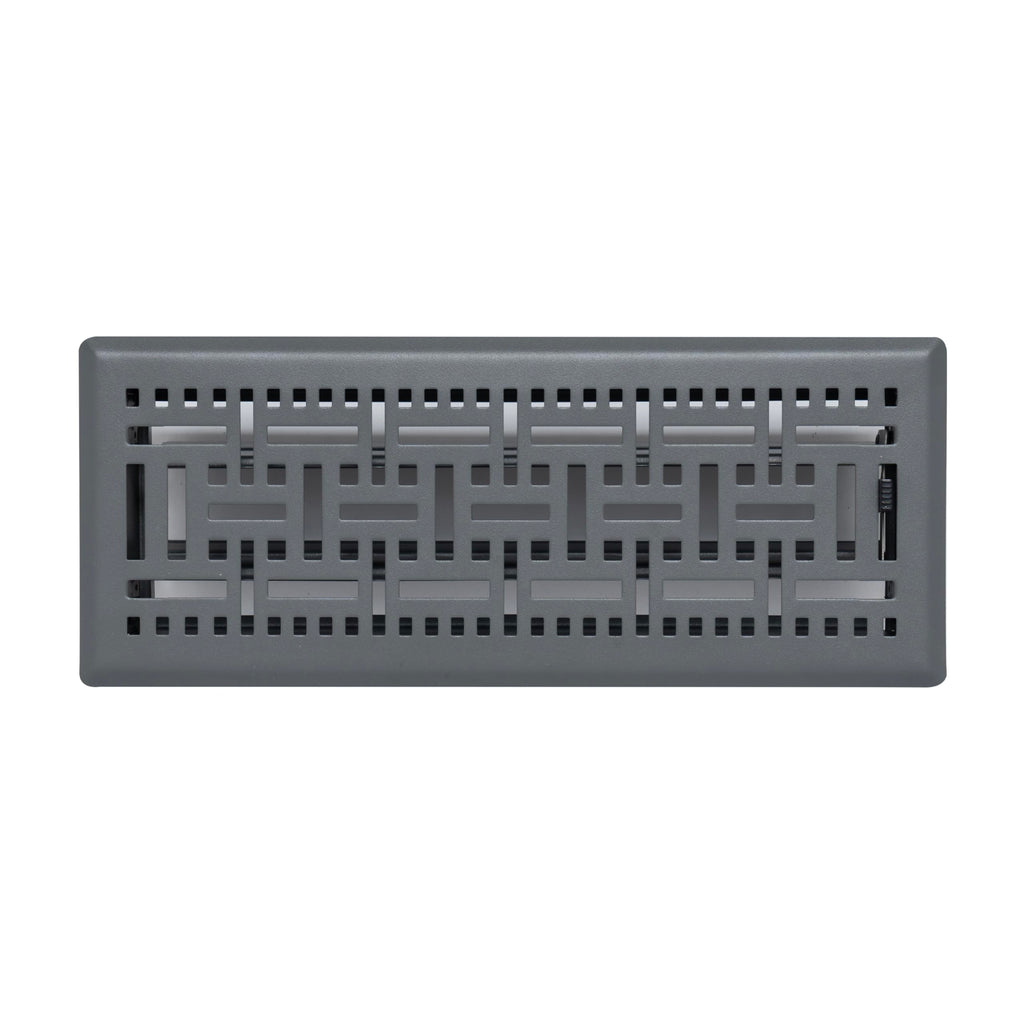 Fits 4x12 and 12x4 Duct Opening | Decorative Floor Register with BasketWeave Design by Handua | Heavy Duty Walkable Design with Damper | Floor Vent Grille | Easy to Adjust Air Supply Lever | Dark Gray