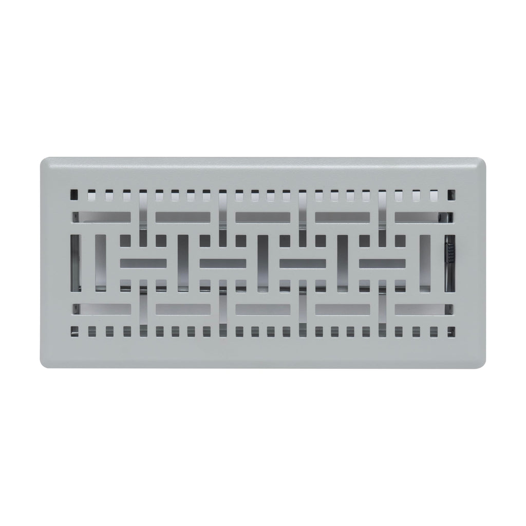 Fits 4x10 and 10x4 Duct Opening | Decorative Floor Register with BasketWeave Design by Handua | Heavy Duty Walkable Design with Damper | Floor Vent Grille |Easy to Adjust Air Supply Lever | Light Gray
