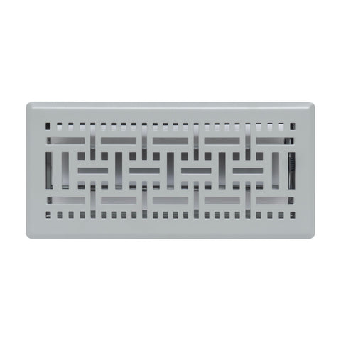Fits 4x10 and 10x4 Duct Opening | Decorative Floor Register with BasketWeave Design by Handua | Heavy Duty Walkable Design with Damper | Floor Vent Grille |Easy to Adjust Air Supply Lever | Light Gray