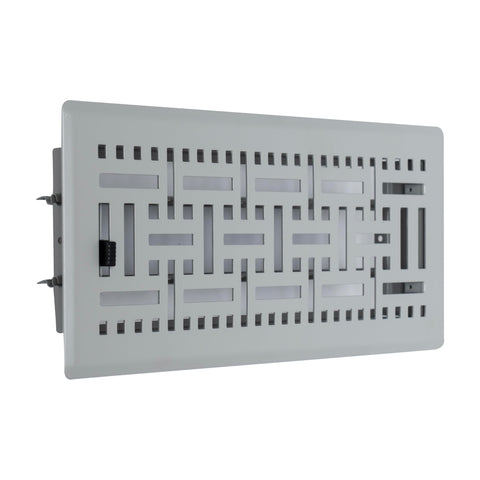 Fits 4x10 and 10x4 Duct Opening | Decorative Floor Register with BasketWeave Design by Handua | Heavy Duty Walkable Design with Damper | Floor Vent Grille |Easy to Adjust Air Supply Lever | Light Gray