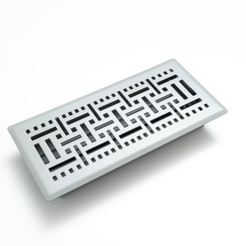 Fits 4x10 and 10x4 Duct Opening | Decorative Floor Register with BasketWeave Design by Handua | Heavy Duty Walkable Design with Damper | Floor Vent Grille |Easy to Adjust Air Supply Lever | Light Gray