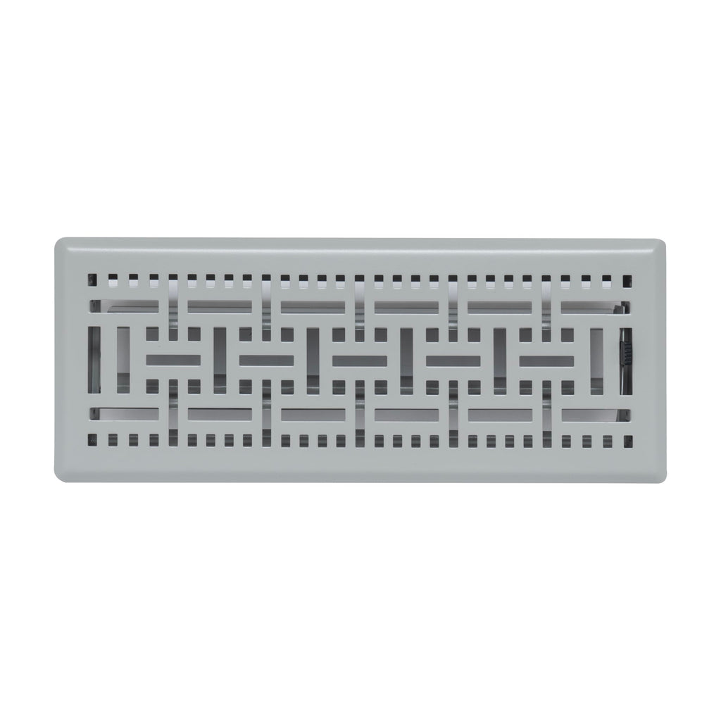 Fits 4x12 and 12x4 Duct Opening | Decorative Floor Register with BasketWeave Design by Handua | Heavy Duty Walkable Design with Damper | Floor Vent Grille |Easy to Adjust Air Supply Lever | Light Gray
