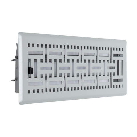 Fits 4x12 and 12x4 Duct Opening | Decorative Floor Register with BasketWeave Design by Handua | Heavy Duty Walkable Design with Damper | Floor Vent Grille |Easy to Adjust Air Supply Lever | Light Gray