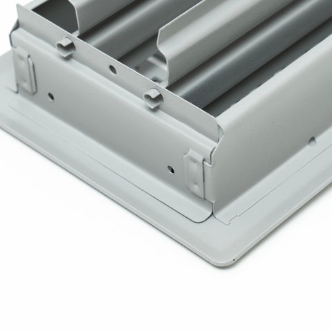 Fits 4x12 and 12x4 Duct Opening | Decorative Floor Register with BasketWeave Design by Handua | Heavy Duty Walkable Design with Damper | Floor Vent Grille |Easy to Adjust Air Supply Lever | Light Gray