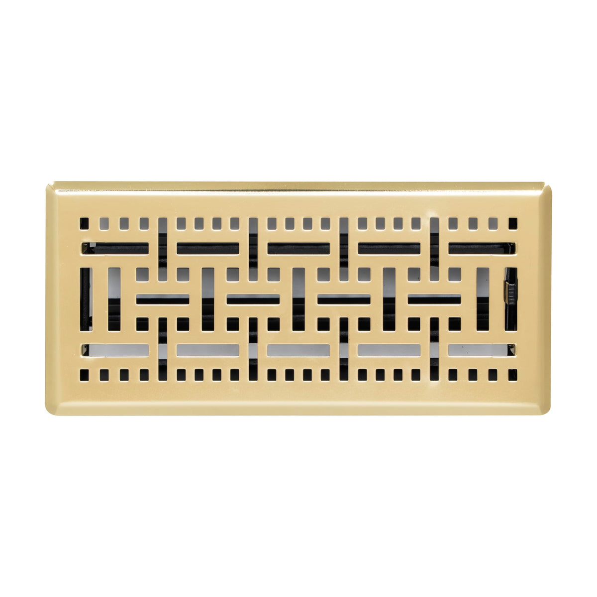 Fits 4x10 and 10x4 Duct Opening | Decorative Floor Register with BasketWeave Design by Handua | Heavy Duty Walkable Design with Damper |Floor Vent Grille |Easy Adjust Air Supply Lever | Polished Brass