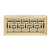 4 x 10-inch Polished Brass Steel decorative floor register, front view