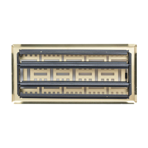 Fits 4x10 and 10x4 Duct Opening | Decorative Floor Register with BasketWeave Design by Handua | Heavy Duty Walkable Design with Damper |Floor Vent Grille |Easy Adjust Air Supply Lever | Polished Brass