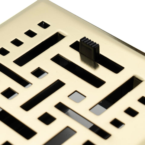 Fits 4x10 and 10x4 Duct Opening | Decorative Floor Register with BasketWeave Design by Handua | Heavy Duty Walkable Design with Damper |Floor Vent Grille |Easy Adjust Air Supply Lever | Polished Brass