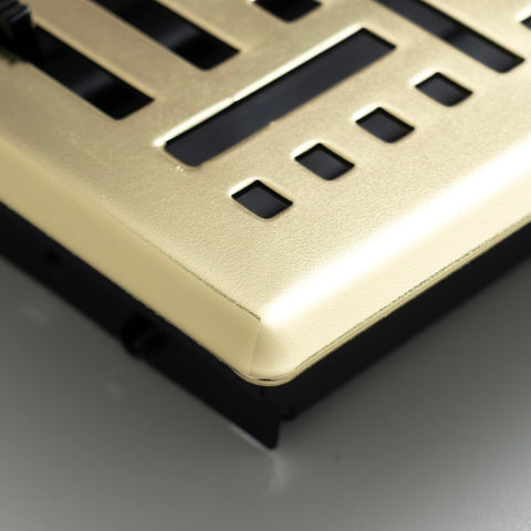 Fits 4x10 and 10x4 Duct Opening | Decorative Floor Register with BasketWeave Design by Handua | Heavy Duty Walkable Design with Damper |Floor Vent Grille |Easy Adjust Air Supply Lever | Polished Brass