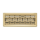 4"x12" Heavy Duty Steel Floor Register, Louvered Air Vent with Adjustable Damper | Polished Brass | Out. Dim.: 5-3/4"W X 13-1/2"H